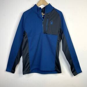 Spyder Men's Half Zip Sweater Gait Knit Pullover Jacket Fleece Royal Blue Mens L